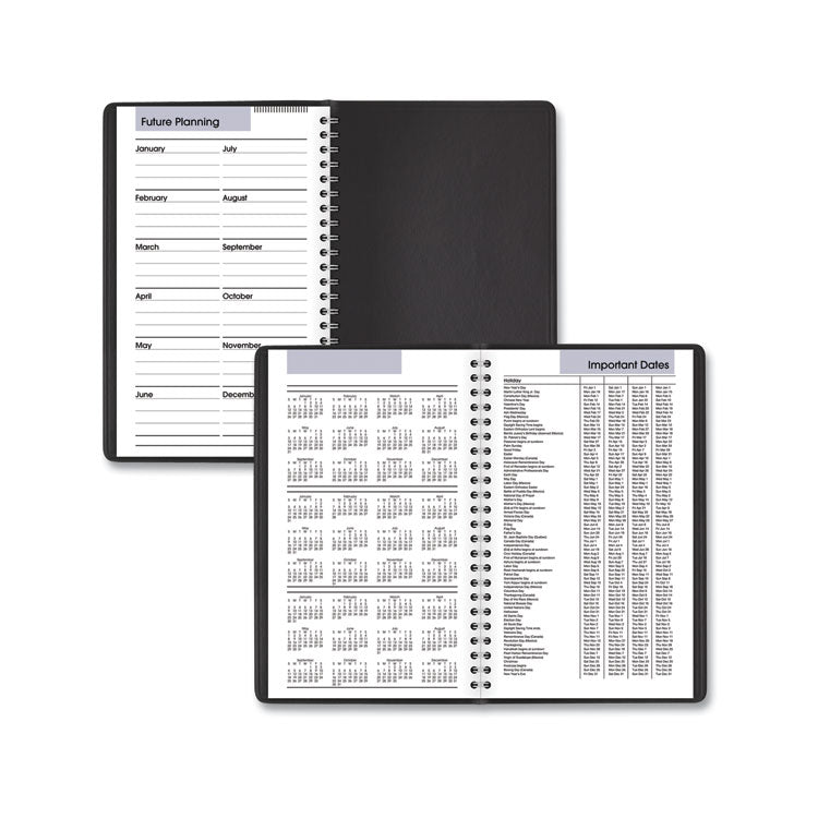 DayMinder Daily Appointment Book, 8.5 x 5.5, Black Cover, 12-Month (Jan to Dec): 2025