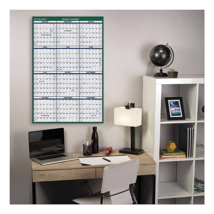 Vertical Erasable Wall Planner, 32 x 48, White/Green Sheets, 12-Month (Jan to Dec): 2025