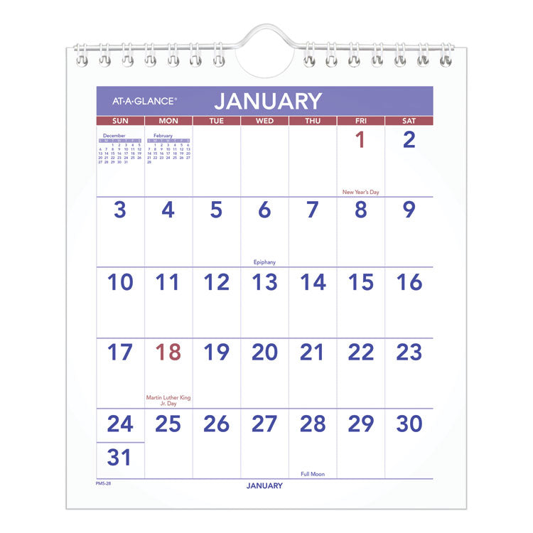 Mini Monthly Wall Calendar with Fold-Out Easel, 7 x 8, White Sheets, 12-Month (Jan to Dec): 2025