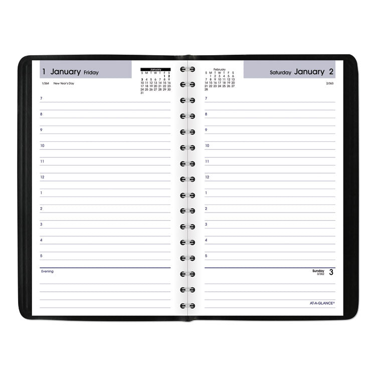 DayMinder Daily Appointment Book, 8 x 5, Black Cover, 12-Month (Jan to Dec): 2025