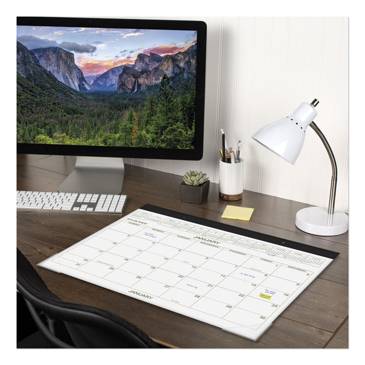 Two-Color Desk Pad, 22 x 17, White Sheets, Black Binding, Clear Corners, 12-Month (Jan to Dec): 2025