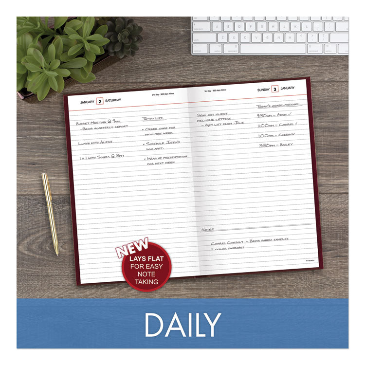 Standard Diary Daily Diary, 2025 Edition, Wide/Legal Rule, Red Cover, (200) 12 x 7.75 Sheets