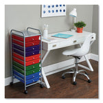 Portable Drawer Organizer, Metal, 1 Shelf, 10 Drawers, 13" x 15.38" x 37.75", Matte Gray/Assorted