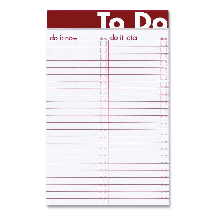 To Do Notepads, List-Management Format, Randomly Assorted Headband Colors, 50 White 5 X 8 Sheets