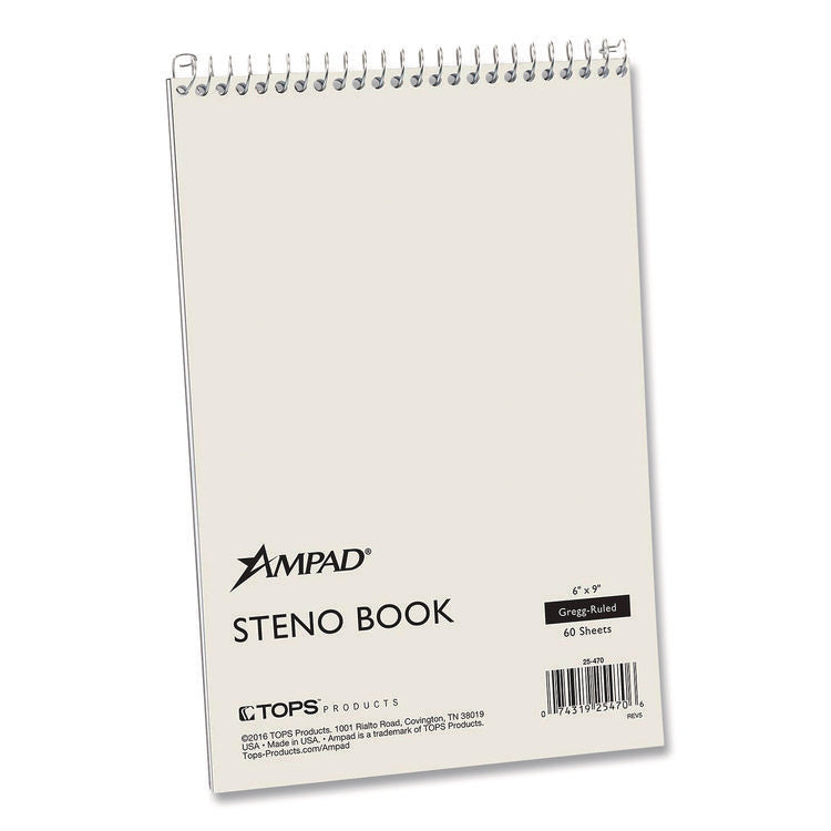 Steno Pads, Gregg Rule, White Cover, 60 Green-Tint 6 X 9 Sheets