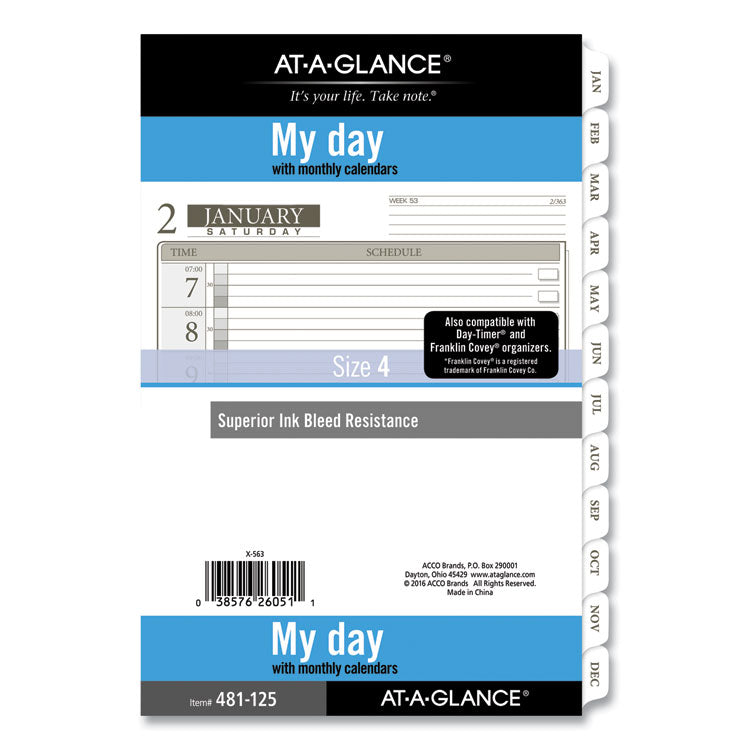 1-Page-Per-Day Planner Refills, 8.5 x 5.5, White Sheets, 12-Month (Jan to Dec): 2025