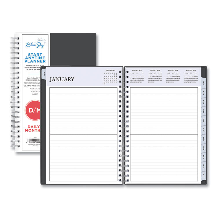 Passages Non-Dated Perpetual Daily Planner, 8.5 X 5.5, Black Cover, 60-Month (jan To Dec): 2021 To 2025