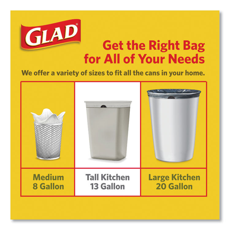 Tall Kitchen Drawstring Trash Bags with LeakGuard, 13 gal, Unscented, 23.47" x 25.38", White, 120/Box