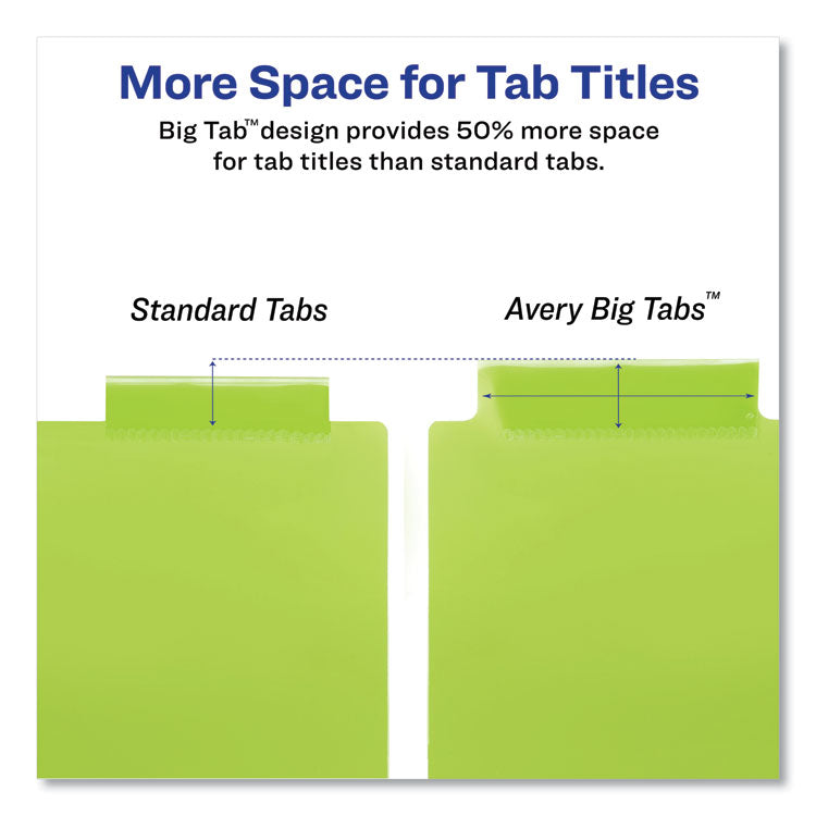 Big Tab Insertable One-Pocket Plastic Dividers, 5-Tab, 11.13 X 9.25, Assorted, 1 Set