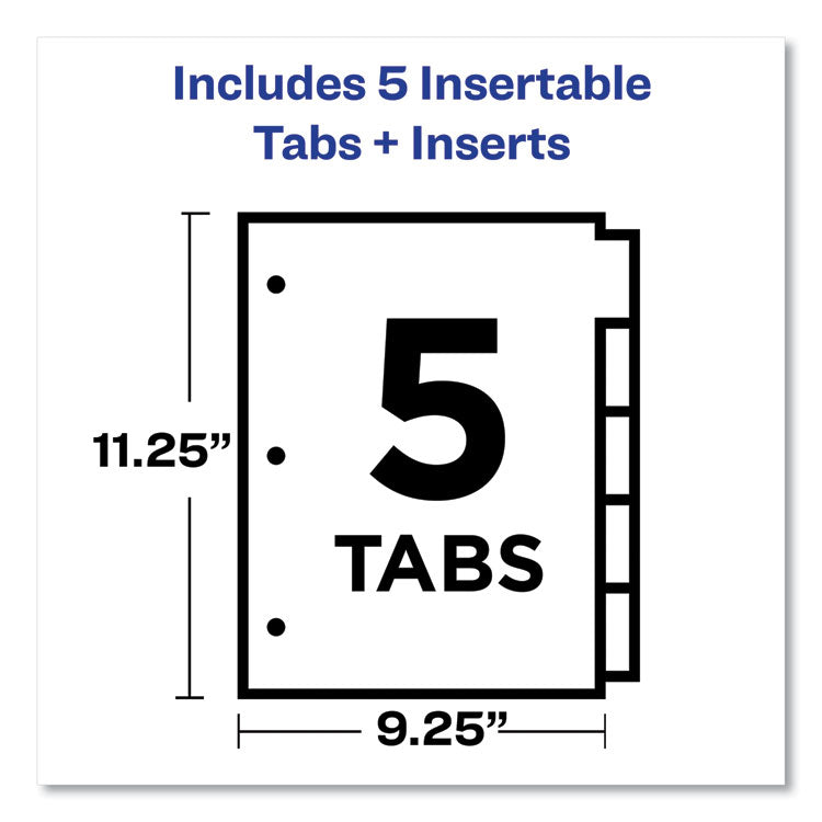 Big Tab Insertable One-Pocket Plastic Dividers, 5-Tab, 11.13 X 9.25, Assorted, 1 Set