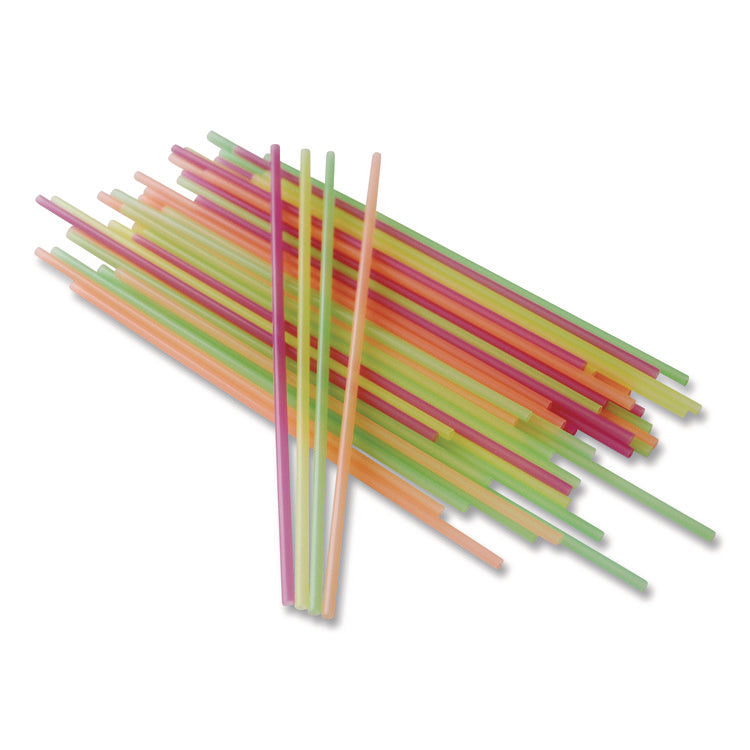 Neon Sip Sticks, 5.5" Polypropylene, Assorted, 1,000/pack