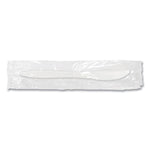 Individually Wrapped Mediumweight Cutlery, Knife, Plastic, White, 1,000/Carton