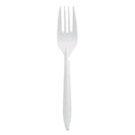 Individually Wrapped Mediumweight Cutlery, Fork, Plastic, White, 1,000/Carton