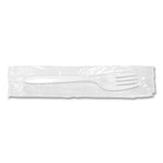 Individually Wrapped Mediumweight Cutlery, Fork, Plastic, White, 1,000/Carton
