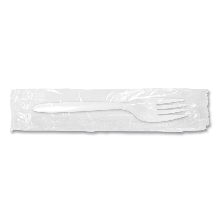 Individually Wrapped Mediumweight Cutlery, Fork, Plastic, White, 1,000/Carton