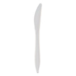 Mediumweight Polypropylene Cutlery, Knife, Plastic, White, 1,000/Carton