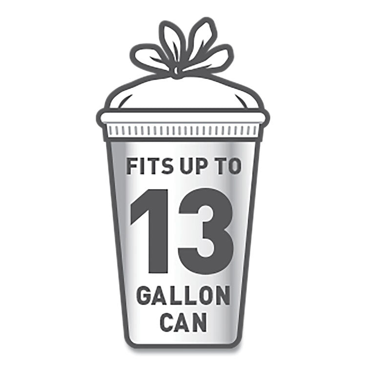 Tall Kitchen Quick-Tie Bags, Tie-Flap, 13 gal, 23.75" x 28", White, 200/Box