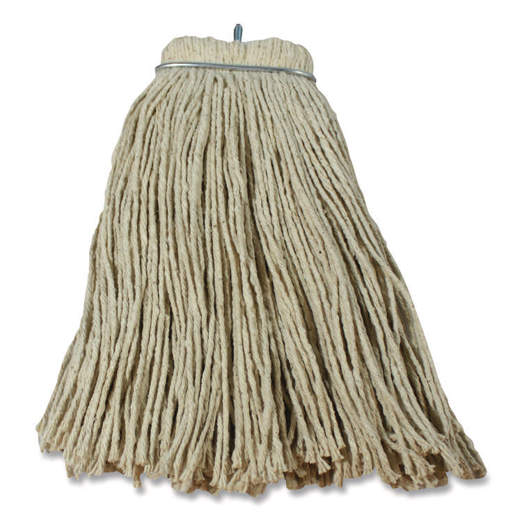 Layflat Regular Screw-Type Mop Head, Cotton, 20 Oz, 1" Headband, White