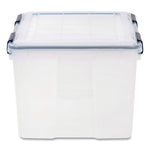 Weathertight Latching Flat Lid Storage Box, 11.5 Gal, 15.7" X 19.7" X 11.7", Clear