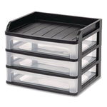 Small Three-Drawer Desktop Storage, 3 Sections, 9.13 X 6.88 X 8.13, Black/clear