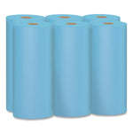 Shop Towels, 1-Ply, 10.4 x 11, Blue, 55/Roll, 6 Rolls/Pack