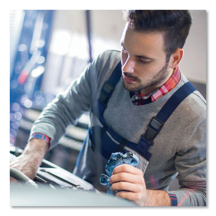 Shop Towels, 1-Ply, 10.4 x 11, Blue, 55/Roll, 6 Rolls/Pack