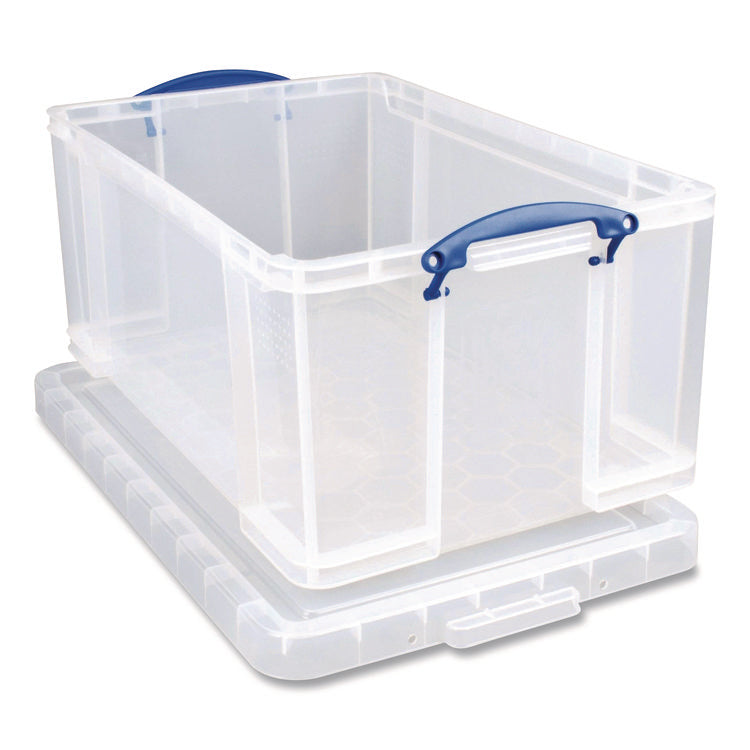 Snap-Lid Storage Bin, 16.9 Gal, 17.31" X 28" X 12.25", Clear/blue