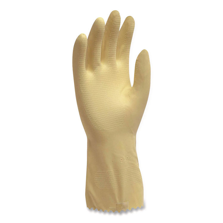 Pro L6500 Series Flock-Lined Latex Gloves, 12" Long, Large, Yellow, 12 Pairs