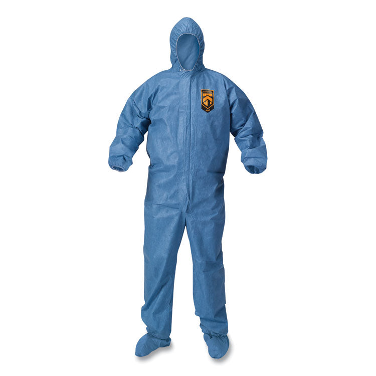 A65 Zipper Front Hood and Boot Flame-Resistant Coveralls, Elastic Wrist and Ankles, 2X-Large,Blue,  25/Carton