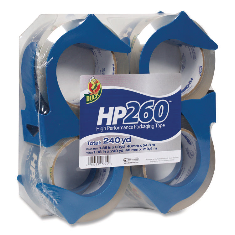 HP260 Packaging Tape With Dispenser, 3" Core, 1.88" X 60 Yds, Clear, 4/pack