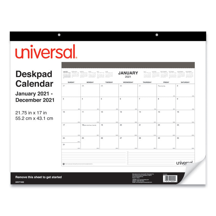 Desk Pad Calendar, 22 x 17, White Sheets, Black Binding, Clear Corners, 12-Month (Jan to Dec): 2026