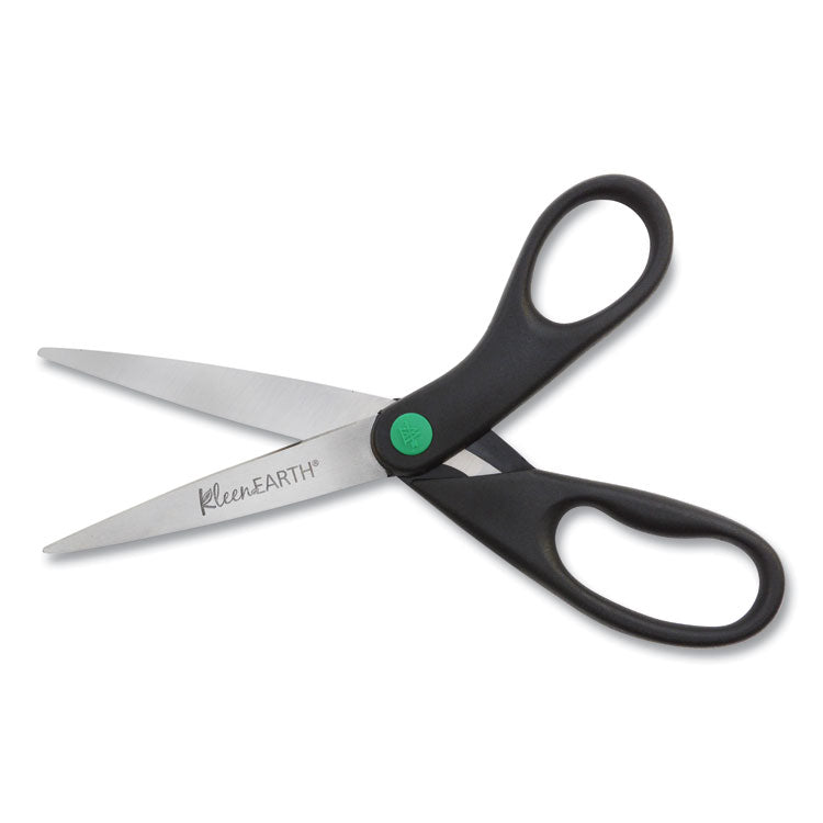 KleenEarth Scissors, 8" Long, 3.25" Cut Length, Straight Black Handle, 2/Pack