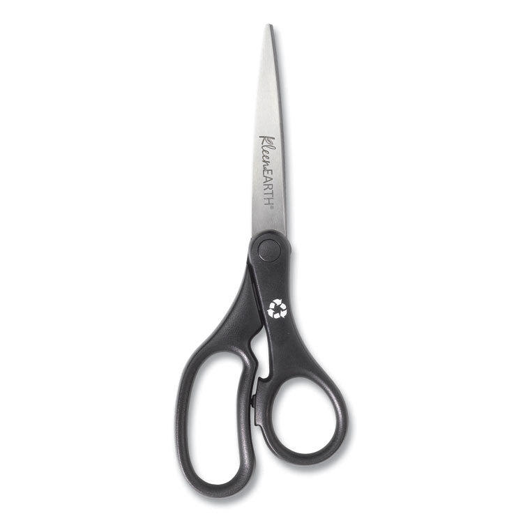 KleenEarth Basic Plastic Handle Scissors, 8" Long, 3.25" Cut Length, Straight Black Handle