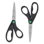 KleenEarth Scissors, 8" Long, 3.25" Cut Length, Straight Black Handle, 2/Pack