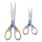 Titanium Bonded Scissors, 5" and 7" Long, 2.25" and 3.5" Cut Length, Straight Gray/Yellow Handle, 2/Pack
