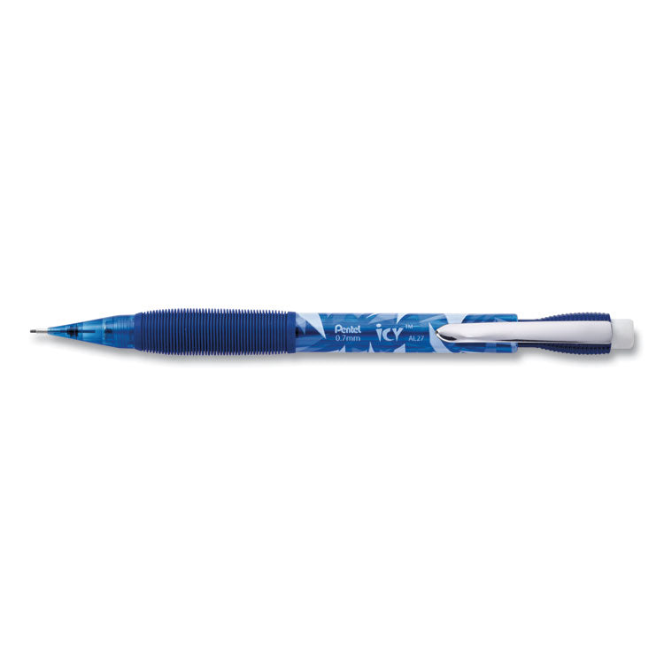 Icy Mechanical Pencil Value Pack, 0.7 mm, HB (#2), Black Lead, Transparent Blue Barrel, 24/Pack