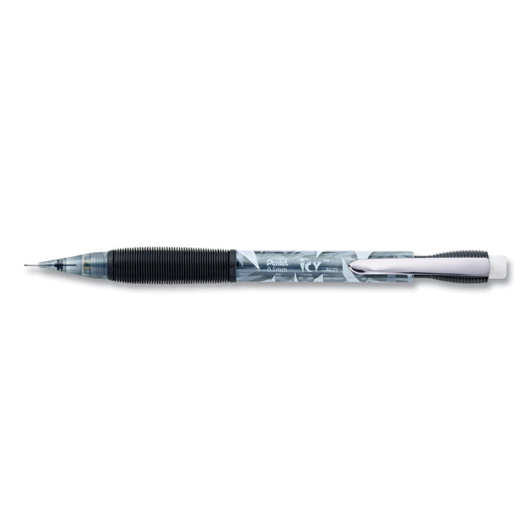 Icy Mechanical Pencil, 0.5 mm, HB (#2), Black Lead, Translucent Ice/Black Barrel, Dozen