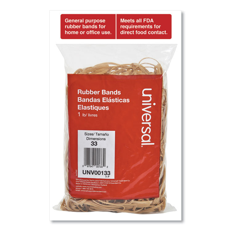 Rubber Bands, Size 33, 0.04" Gauge, Beige, 1 Lb Box, 640/pack