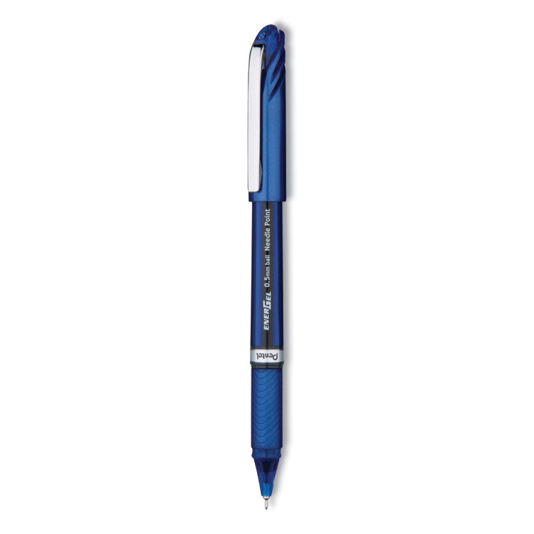EnerGel NV Gel Pen, Stick, Fine 0.5 mm, Blue Ink, Blue Barrel, Dozen