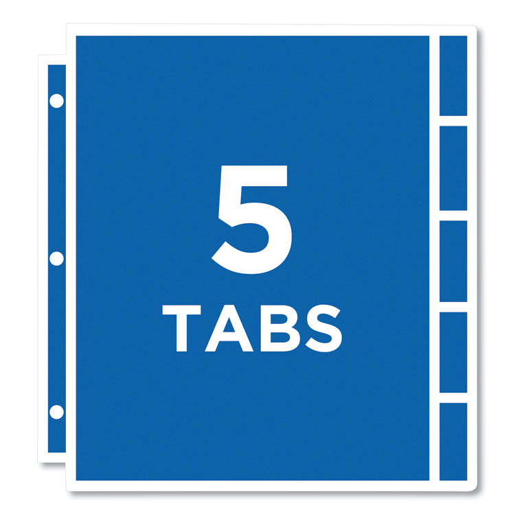 Protect 'n Tab Sheet Protectors, 5-Tabs, Heavy-Duty, Side: 3-Hole Punched, Top Load 8.5 x 11 Insert, Clear, 5/Set