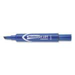 Marks A Lot Regular Desk-Style Permanent Marker, Broad Chisel Tip, Blue, Dozen (7886)