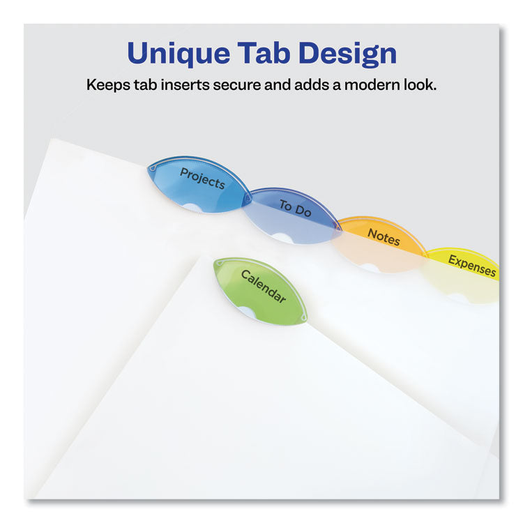 Insertable Style Edge Tab Plastic Dividers, 7-Hole Punched, 5-Tab, 8.5 X 5.5, Translucent, 1 Set