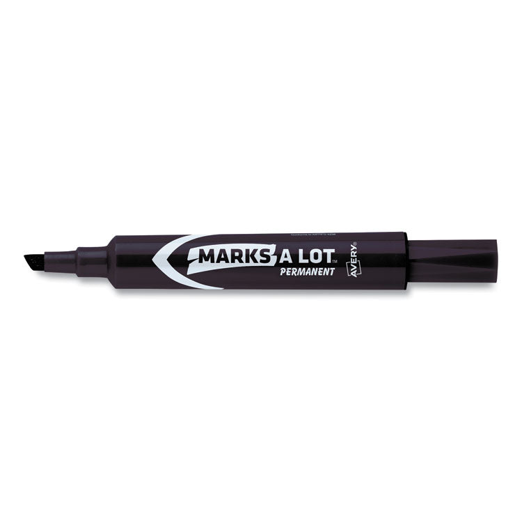 Marks A Lot Regular Desk-Style Permanent Marker, Broad Chisel Tip, Black, Dozen (7888)