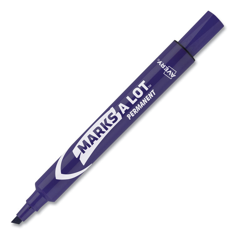 Marks A Lot Large Desk-Style Permanent Marker, Broad Chisel Tip, Purple, Dozen (8884)