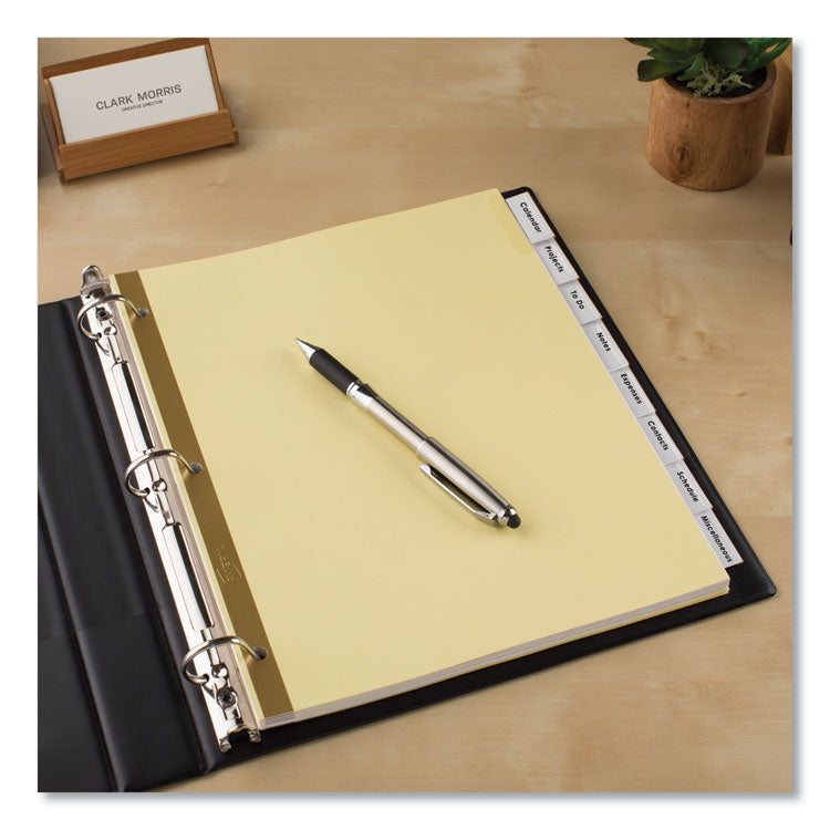 Insertable Big Tab Dividers, 8-Tab, Double-Sided Gold Edge Reinforcing, 11 x 8.5, Buff, Clear Tabs, 24 Sets