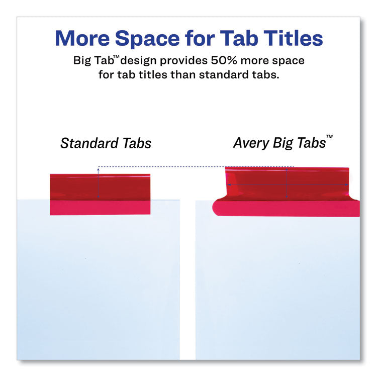 Insertable Big Tab Dividers, 8-Tab, Double-Sided Gold Edge Reinforcing, 11 x 8.5, White, Assorted Tabs, 1 Set