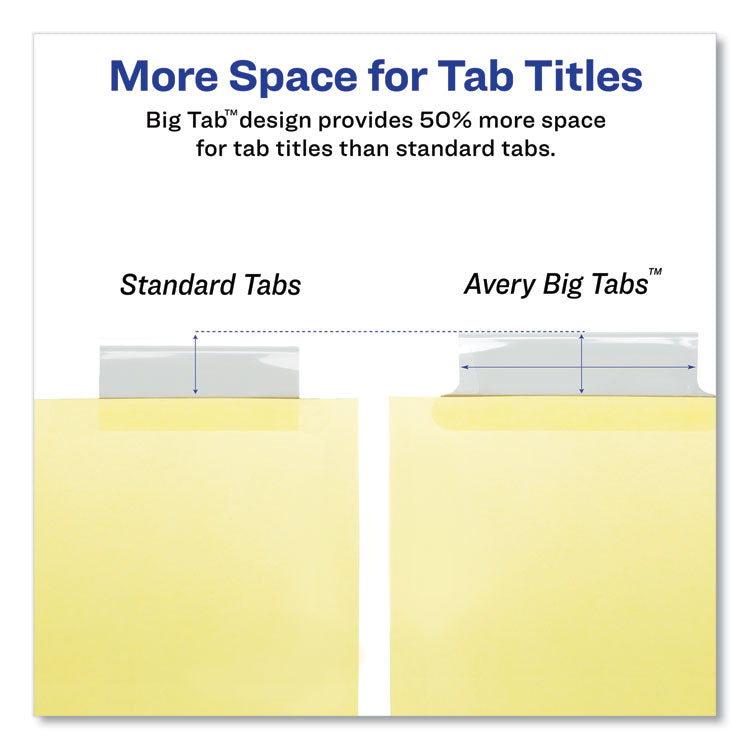 Insertable Big Tab Dividers, 8-Tab, Double-Sided Gold Edge Reinforcing, 11 x 8.5, Buff, Clear Tabs, 24 Sets