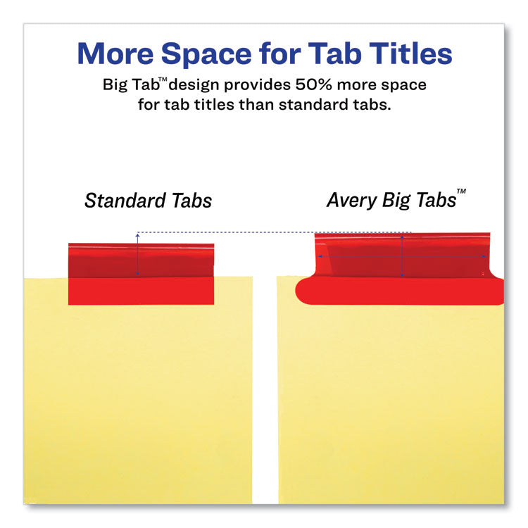 Insertable Big Tab Dividers, 8-Tab, Double-Sided Gold Edge Reinforcing, 11 x 8.5, Buff, Assorted Tabs, 1 Set