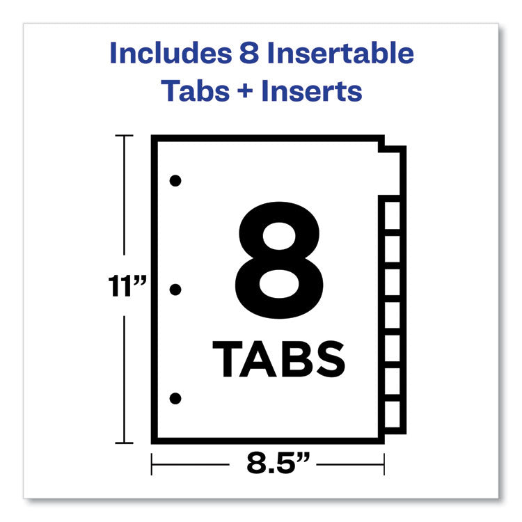 Insertable Big Tab Plastic Dividers, 8-Tab, 11 X 8.5, Assorted, 1 Set