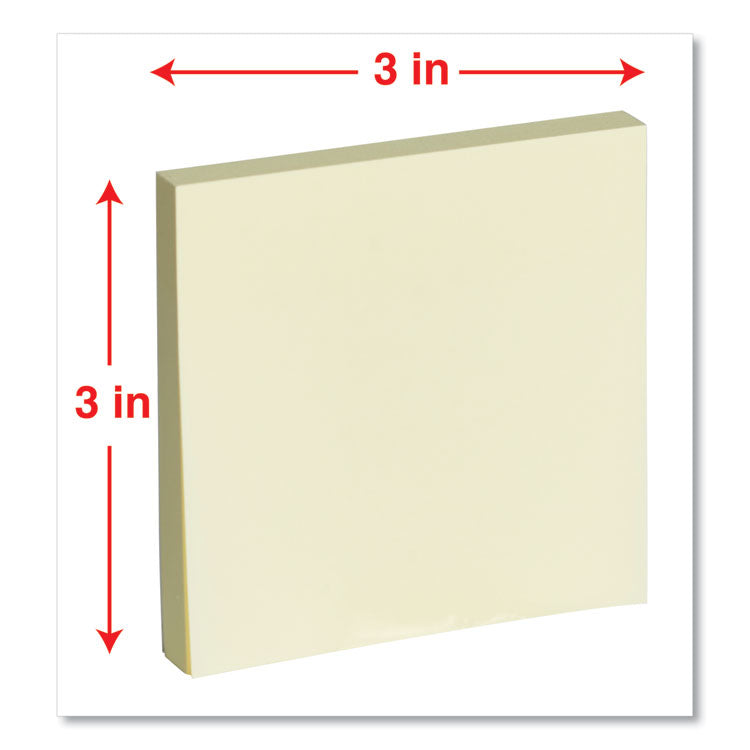 Fan-Folded Self-Stick Pop-Up Note Pads, 3" x 3", Yellow, 100 Sheets/Pad, 12 Pads/Pack
